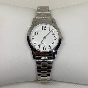 Women’s Accutime wrist watch silver tone 28mm round quartz analog running